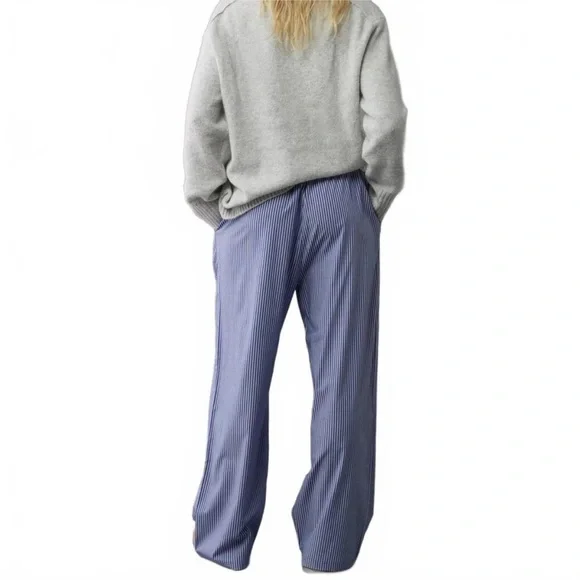 AE Striped Woven Wide-Leg PJ Pant Blue American Eagle XL - Picture 3 of 7